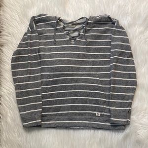 Billabong Gray and White Stripped Hoodie, Size Small